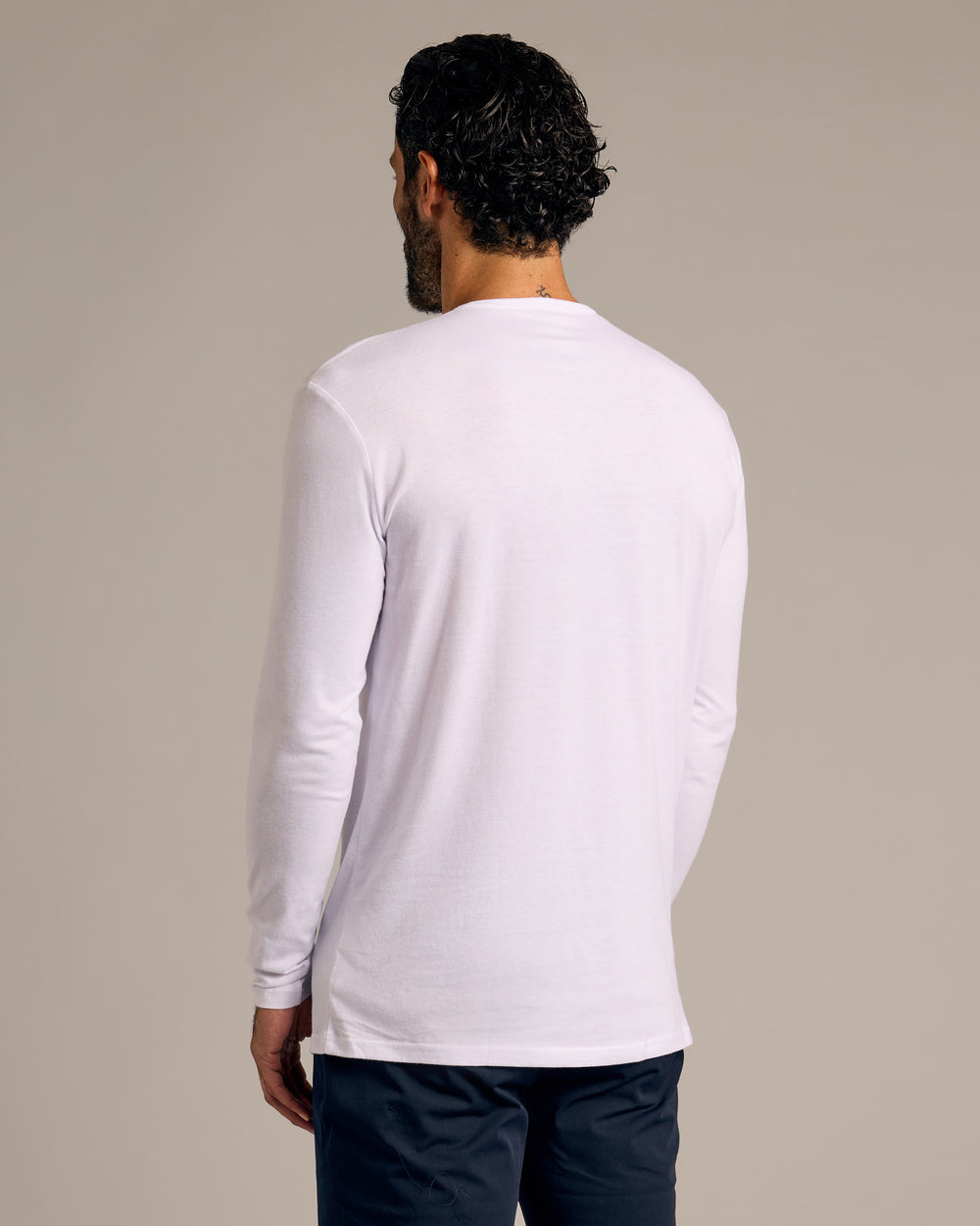 White Long Sleeve Tall Classic Henley