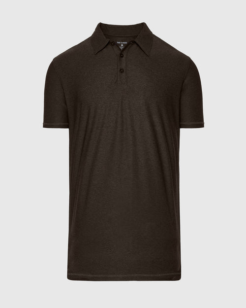 Dark Heather Cocoa Short Sleeve Tall Active Polo