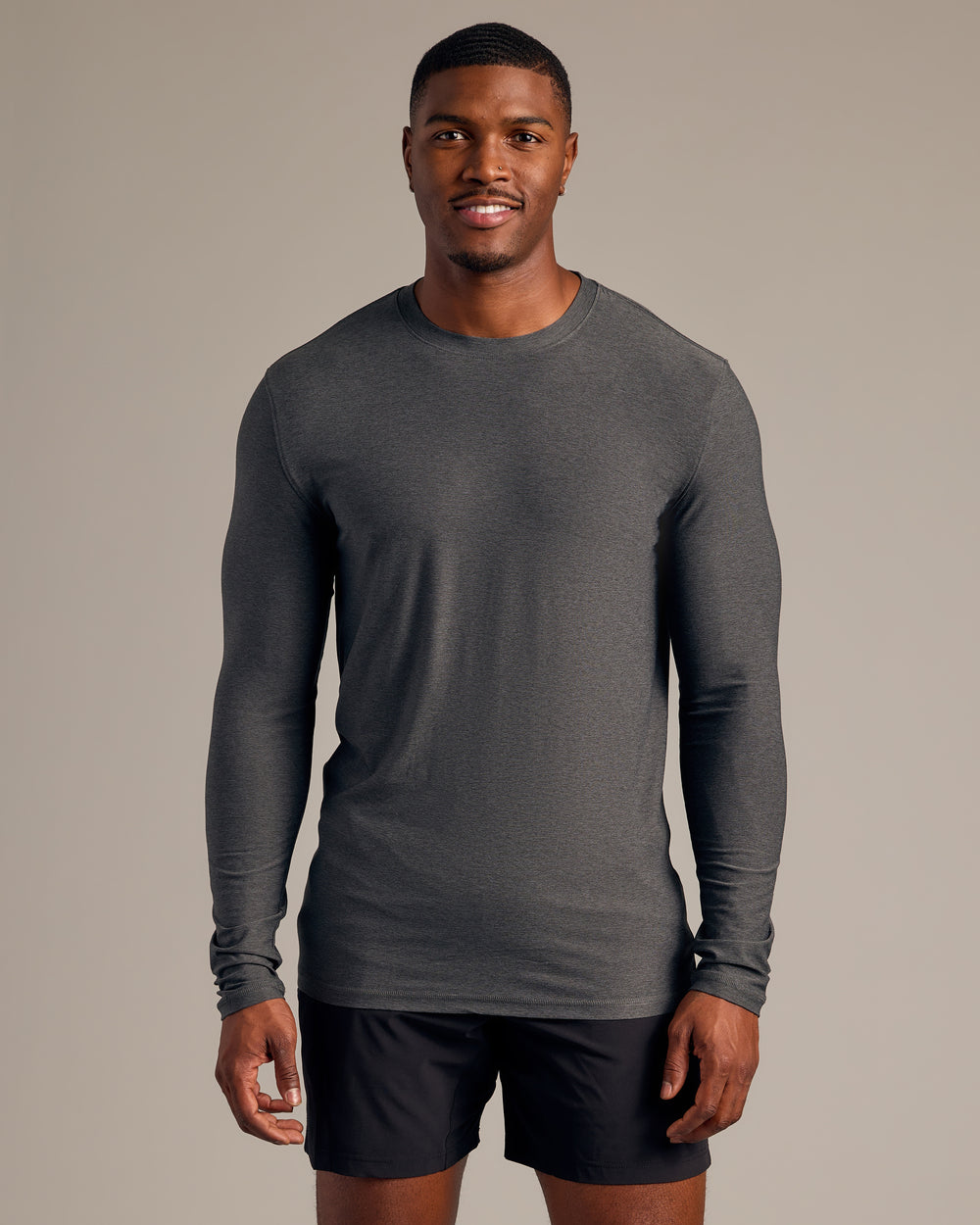 Charcoal Heather Gray Long Sleeve Tall Active Crew