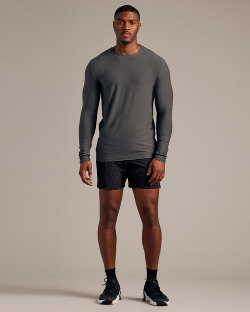 Charcoal Heather Gray Long Sleeve Tall Active Crew