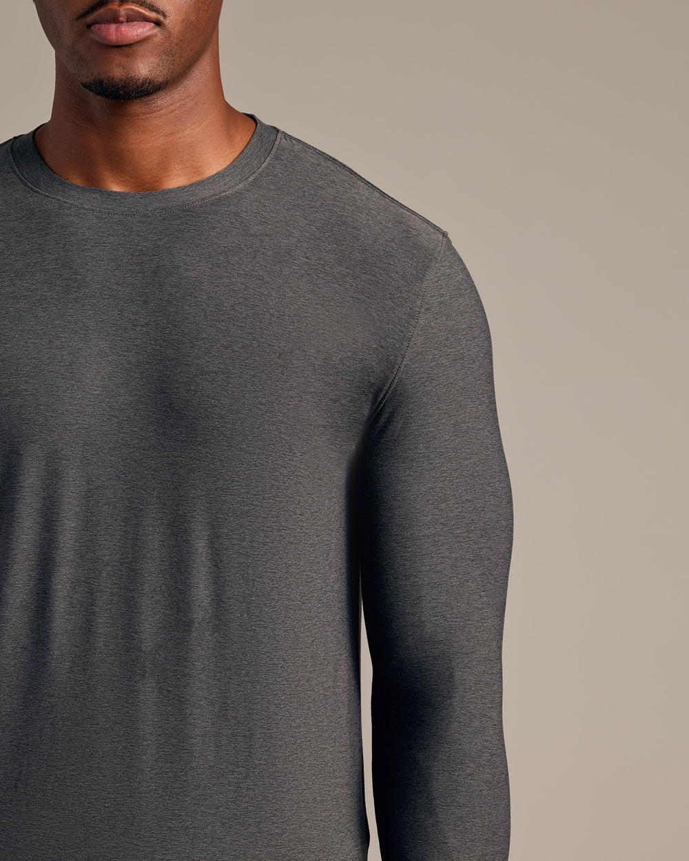 Charcoal Heather Gray Long Sleeve Tall Active Crew