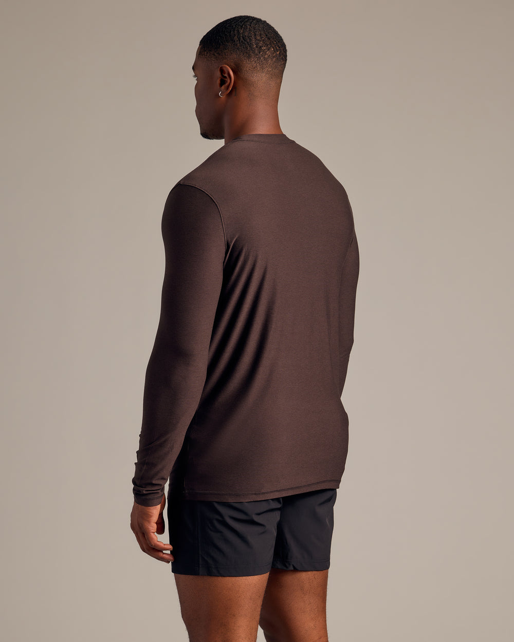 Dark Heather Cocoa Long Sleeve Tall Active Crew