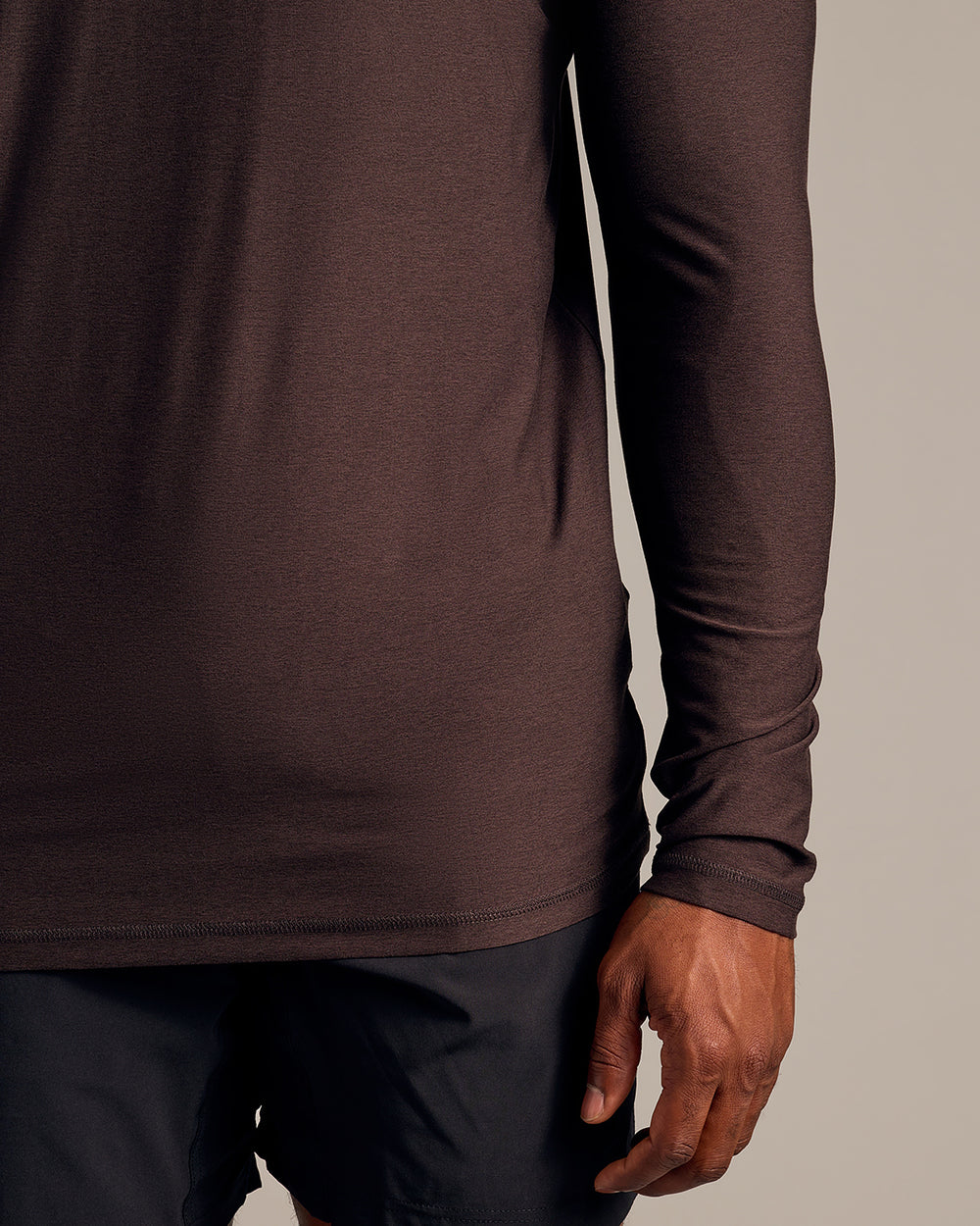 Dark Heather Cocoa Long Sleeve Tall Active Crew