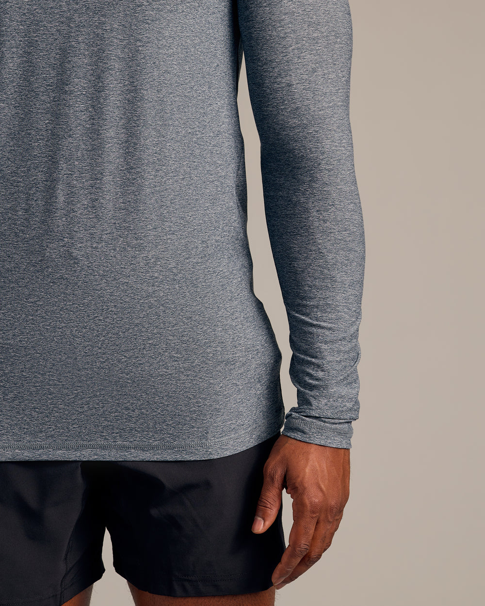 Heather Navy Long Sleeve Tall Active Crew