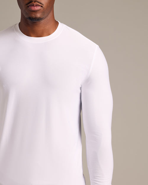 White Long Sleeve Tall Active Crew