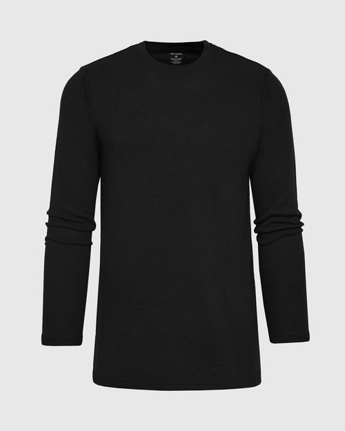 Black Long Sleeve Tall Waffle Crew