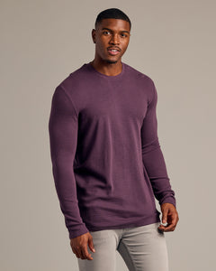 True ClassicPlum Long Sleeve Tall Waffle Crew