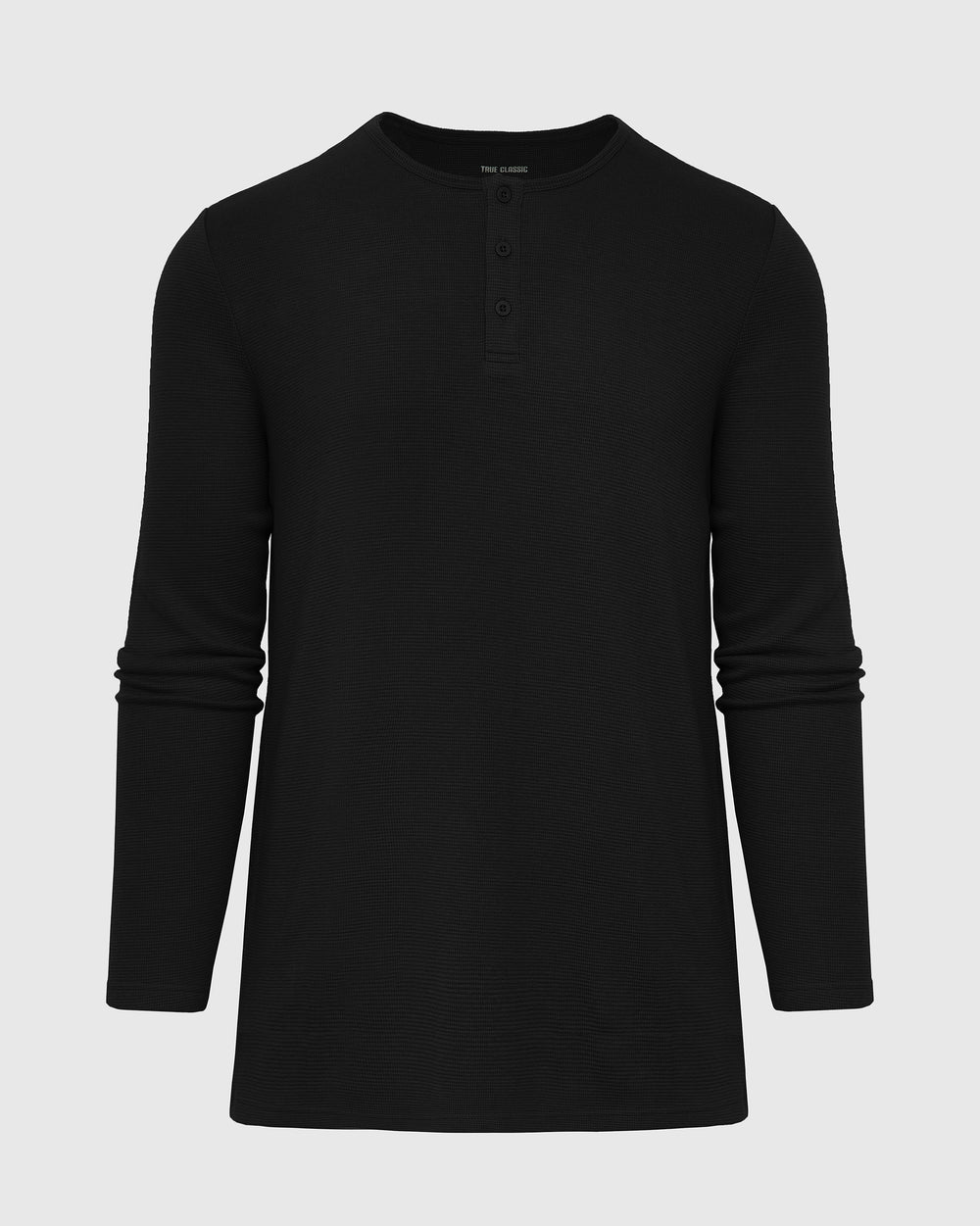 Black Tall Waffle Long Sleeve Henley