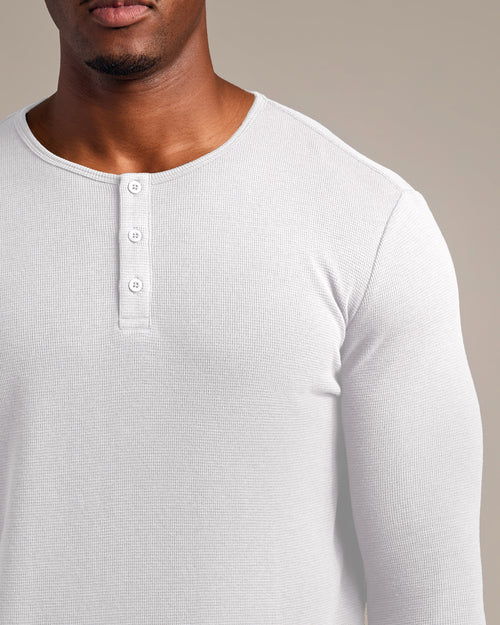 White Tall Waffle Long Sleeve Henley