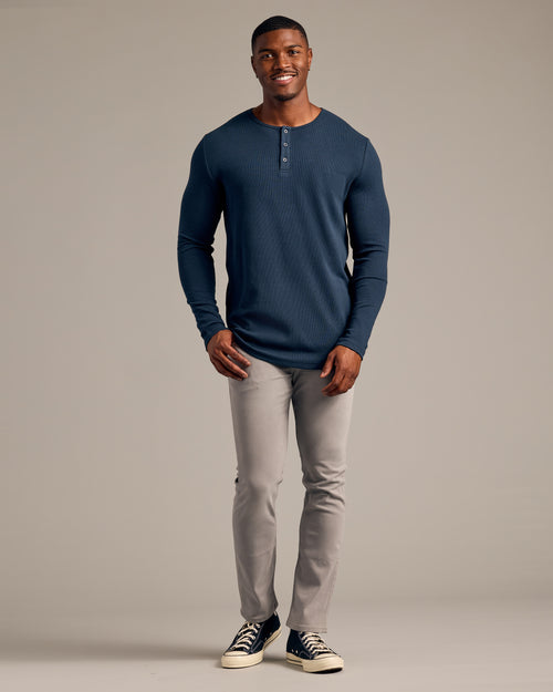 Navy Tall Waffle Long Sleeve Henley