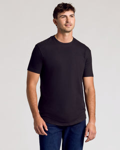 True ClassicAll Black Short Sleeve Tall Curved Hem Crew 6-Pack