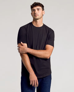 True ClassicBlack Short Sleeve Tall Curved Hem Crew