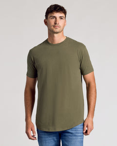 True ClassicMilitary Green Short Sleeve Tall Curved Hem Crew