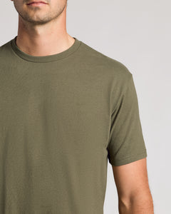 True ClassicMilitary Green Short Sleeve Tall Curved Hem Crew