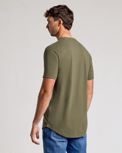 True ClassicMilitary Green Short Sleeve Tall Curved Hem Crew