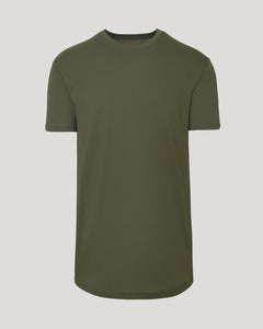 True ClassicMilitary Green Short Sleeve Tall Curved Hem Crew