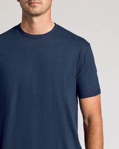 True ClassicNavy Short Sleeve Tall Curved Hem Crew