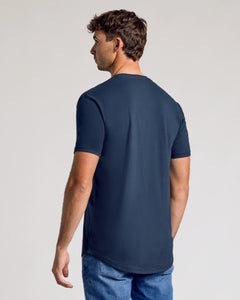 True ClassicNavy Short Sleeve Tall Curved Hem Crew