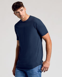 True ClassicNavy Short Sleeve Tall Curved Hem Crew