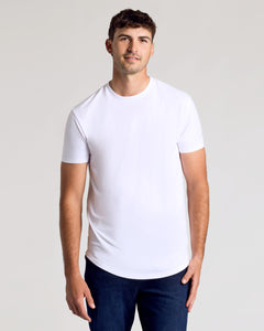 True ClassicAll White Short Sleeve Tall Curved Hem Crew 6-Pack