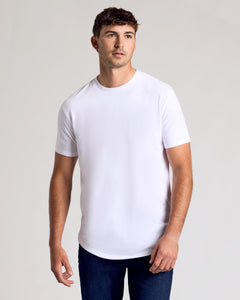 True ClassicAll White Short Sleeve Tall Curved Hem Crew 3-Pack