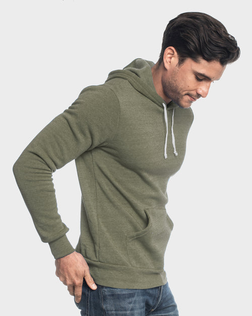 Military Green Fleece Pull Over Hoodie