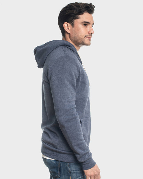 Navy Fleece Zip Hoodie