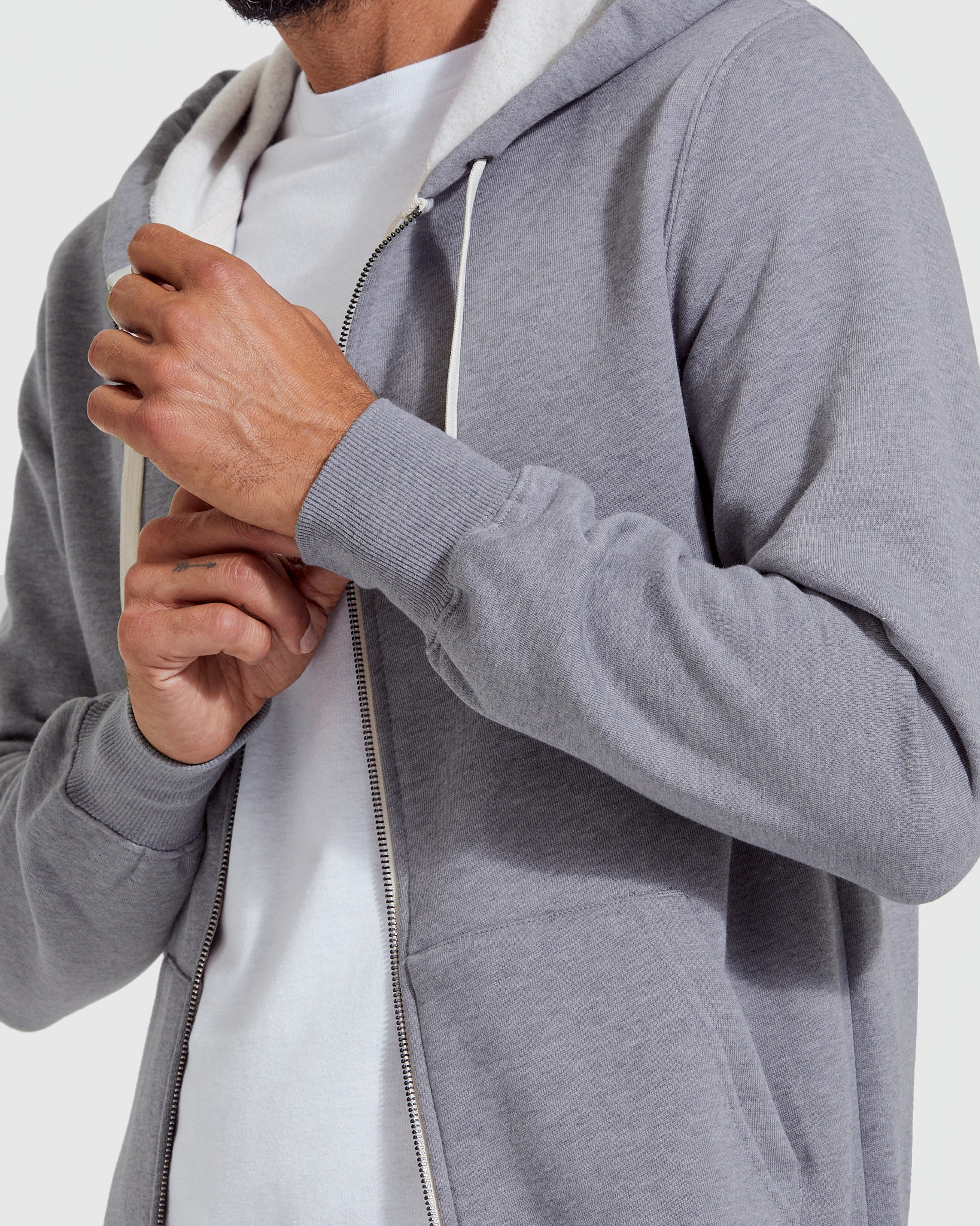 Heather grey zip online up