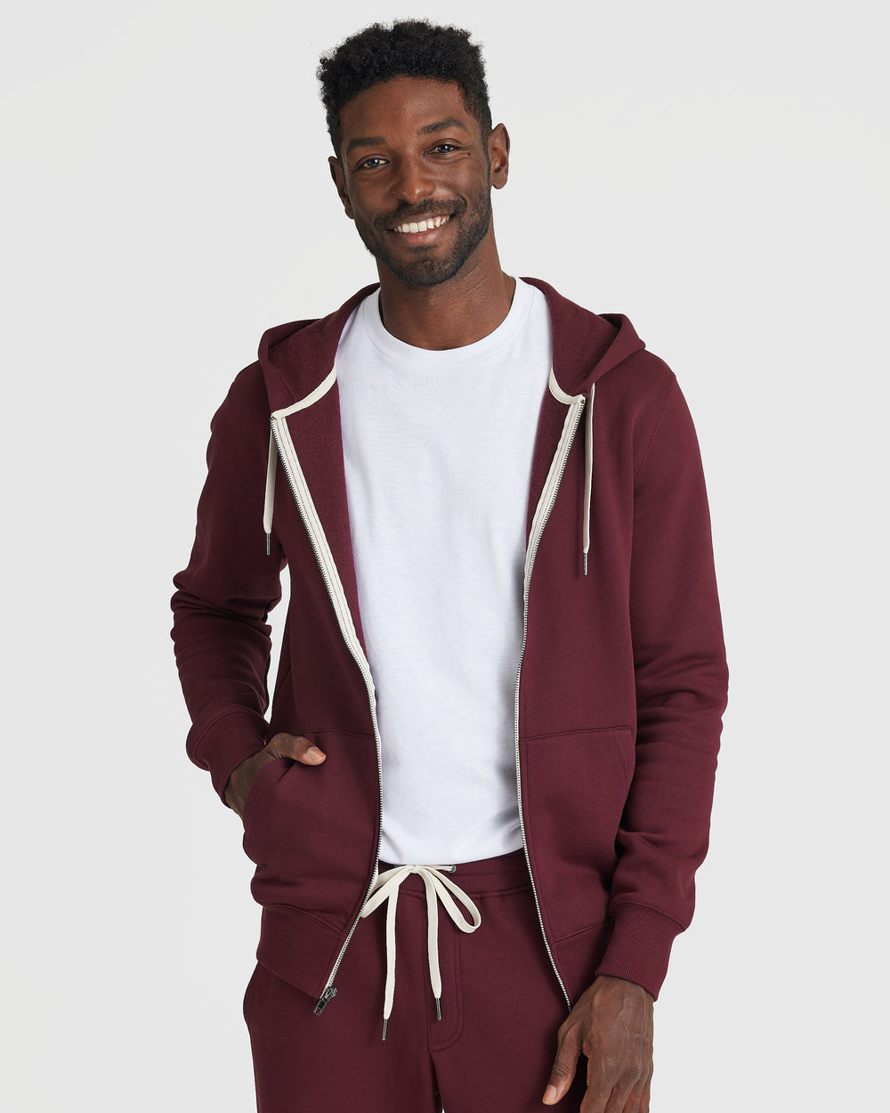 Mahogany Fleece French Terry Zip Hoodie