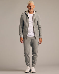 True ClassicDark Heather Gray Fleece French Terry Zip Hoodie