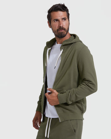 Military Green Fleece French Terry Zip Hoodie True Classic