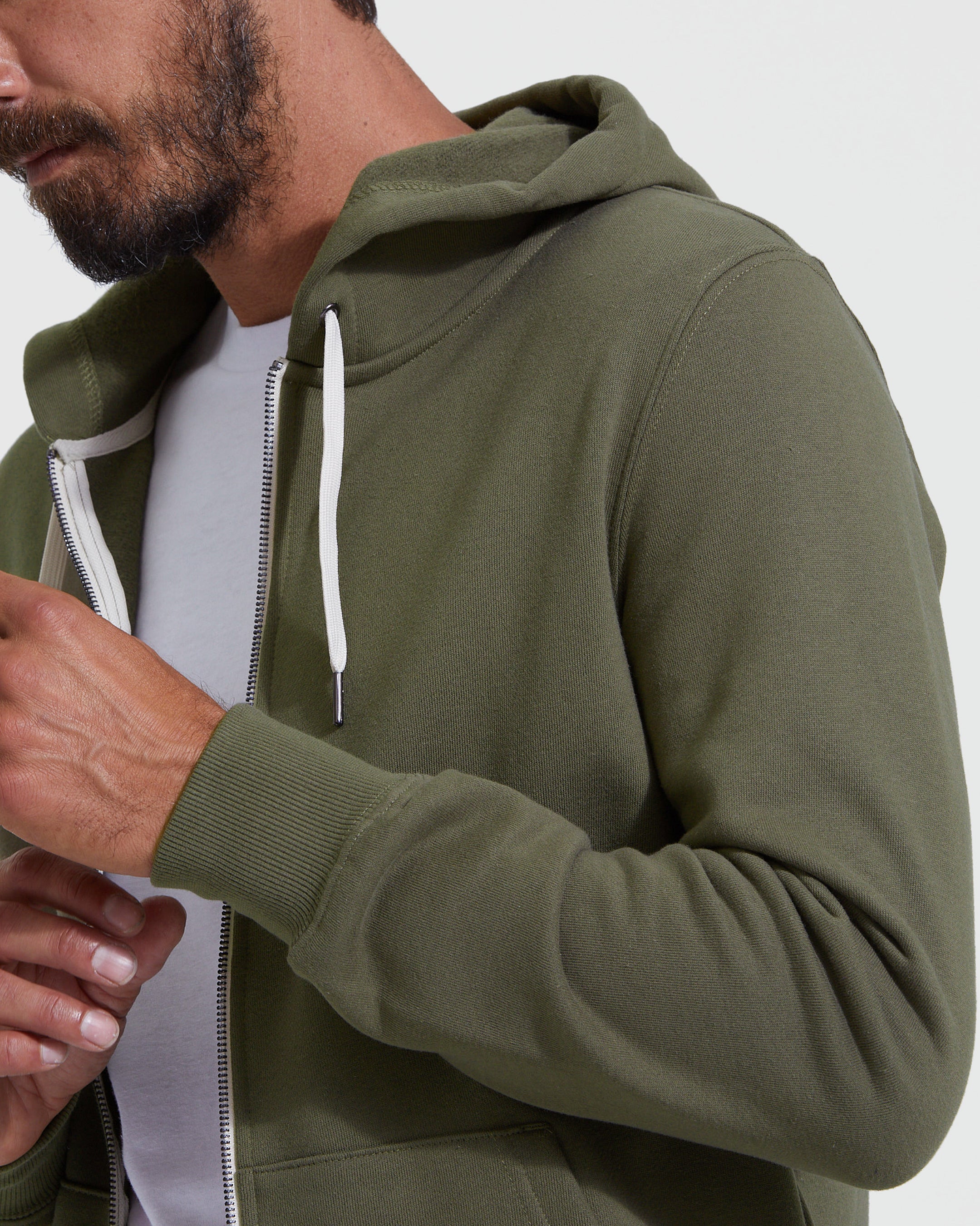 Mens green zip online hoodie