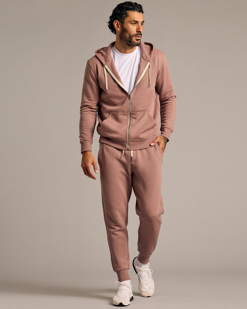 Slate Mauve Full Zip Fleece Hoodie & Jogger 2-Pack