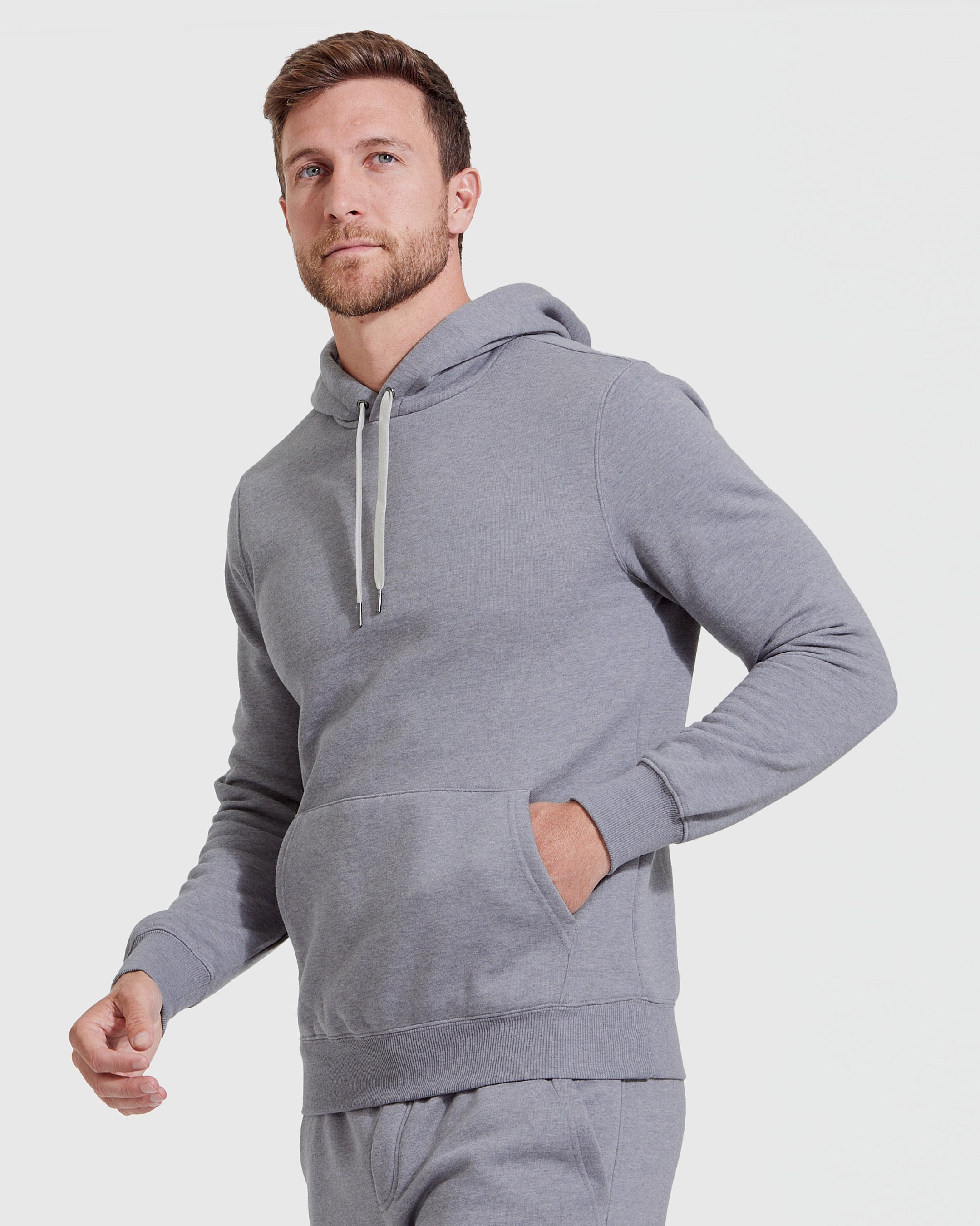 Heather Gray Fleece French Terry Pullover Hoodie | Heather Gray Fleece ...