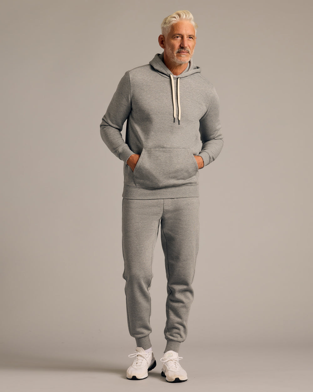 Medium Heather Gray Fleece French Terry Pullover Hoodie