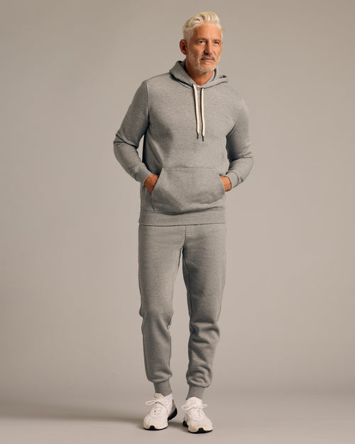 Medium Heather Gray Pullover Fleece Hoodie & Jogger 2-Pack