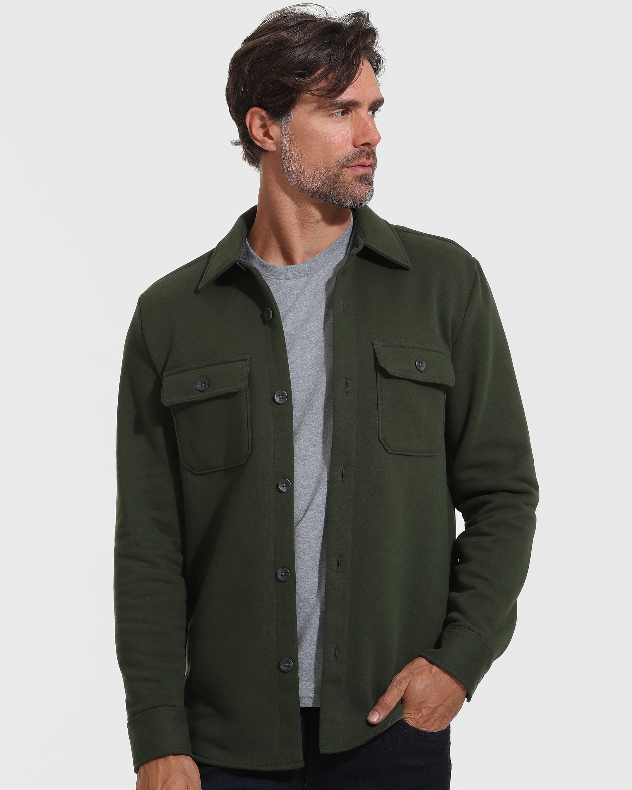 Dark Olive Fleece Shacket | Dark Olive Fleece Shacket | True Classic