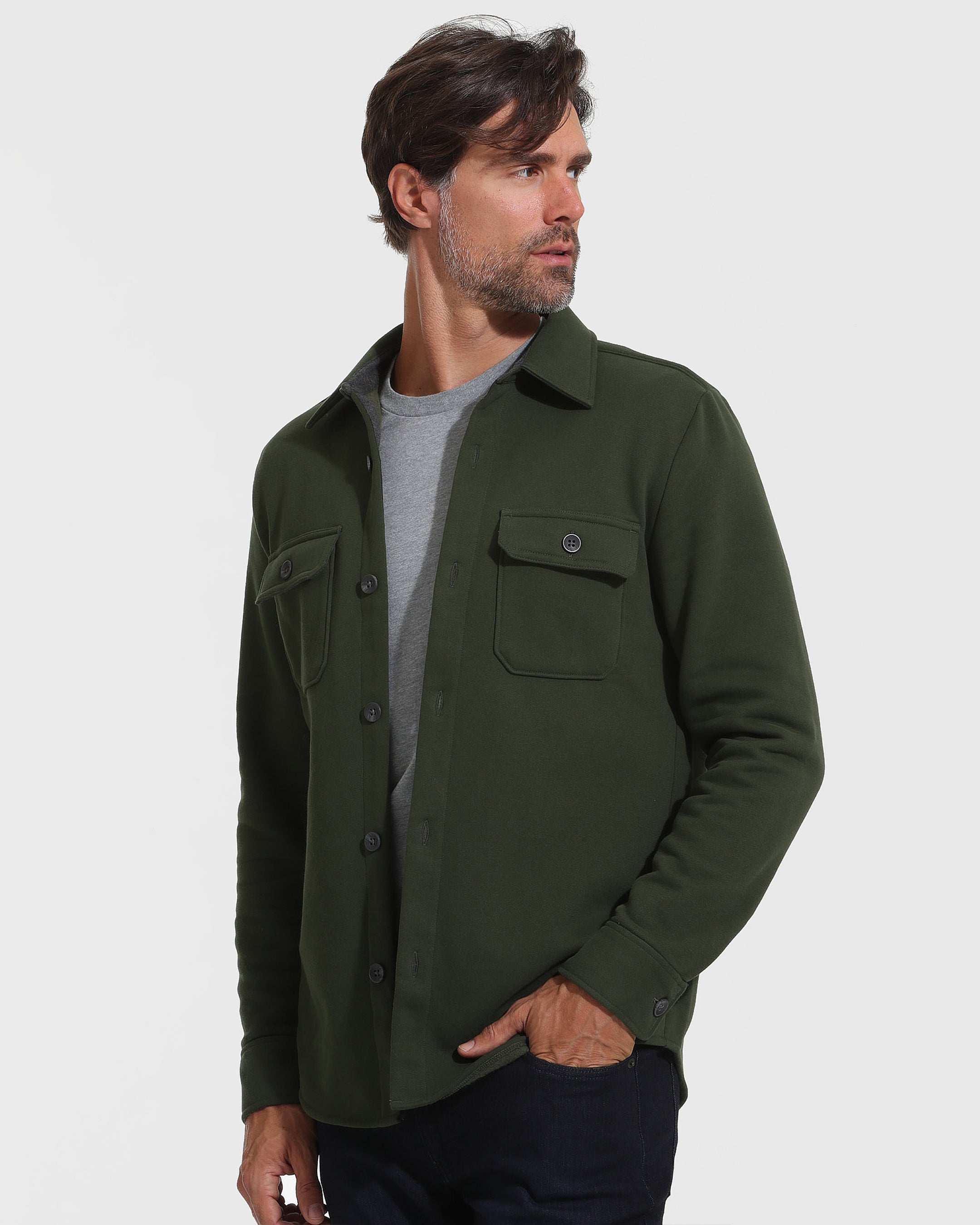 Dark Olive Fleece Shacket | Dark Olive Fleece Shacket | True Classic