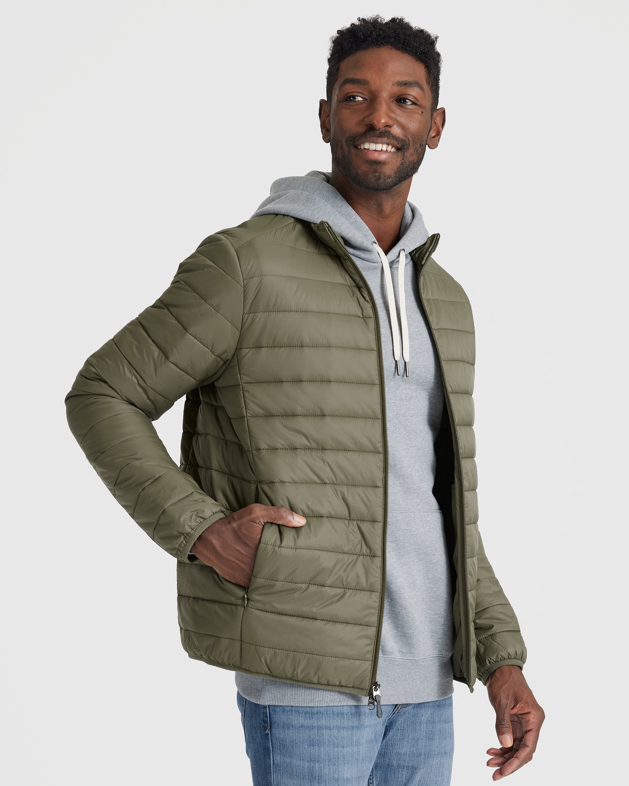 Olive green hot sale puffer jacket