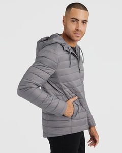 True ClassicGunmetal Hooded Puffer Jacket