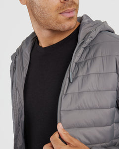 True ClassicGunmetal Hooded Puffer Jacket