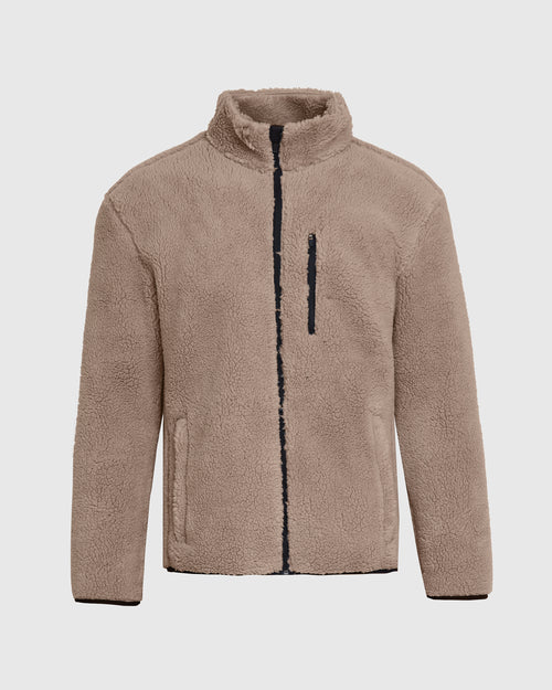 Taupe Sherpa Full Zip Jacket