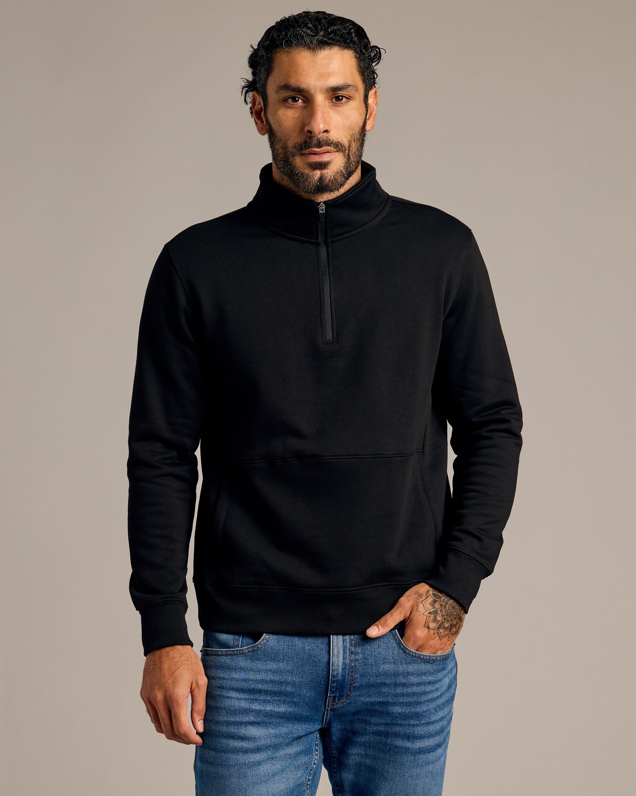 Black half zip fleece online