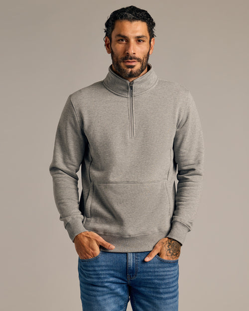 Medium Heather Gray Half Zip Fleece Sweatshirt