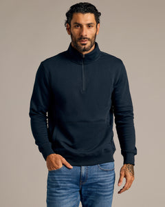 True ClassicNavy Half Zip Fleece Sweatshirt