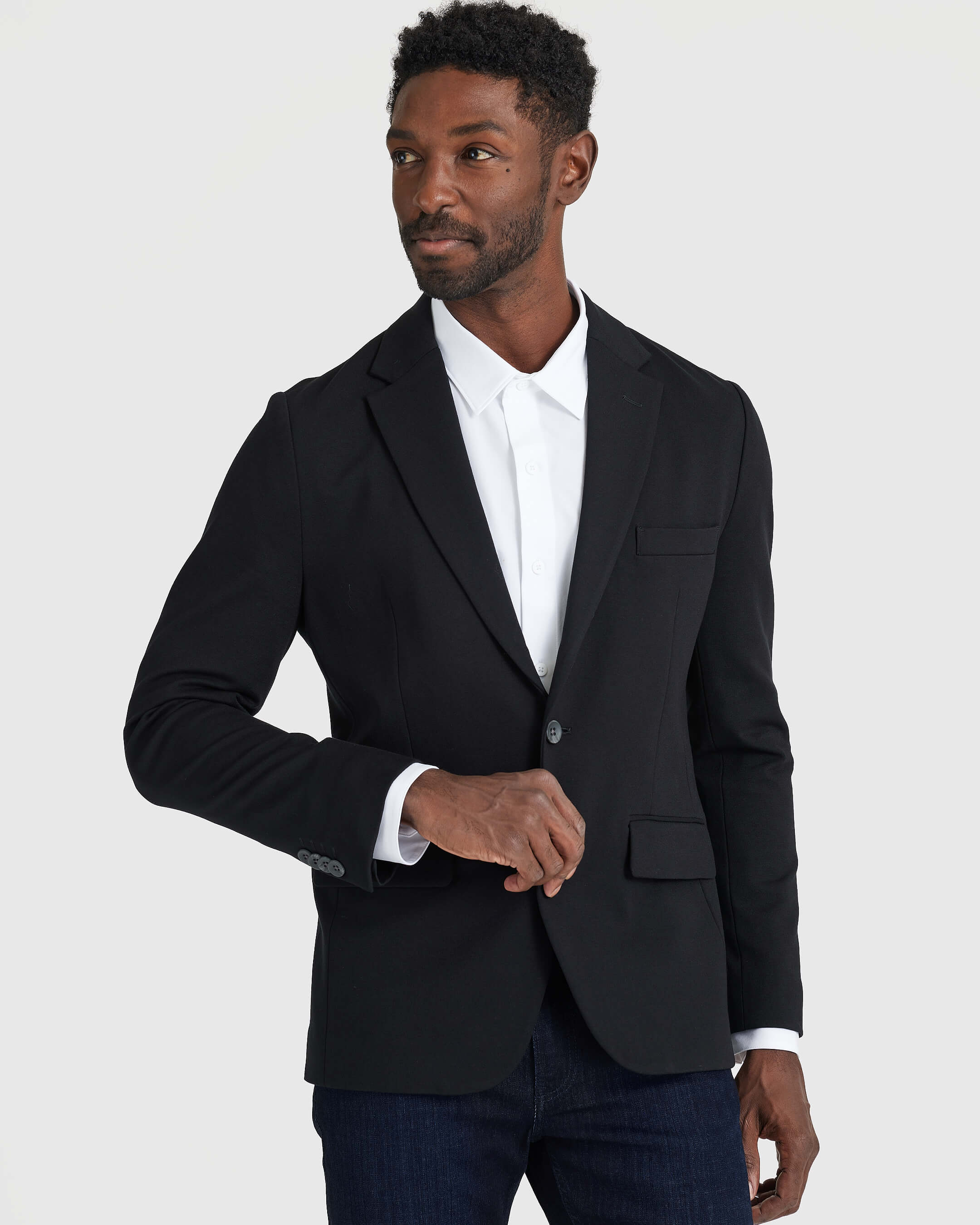 Grey shirt with black blazer best sale