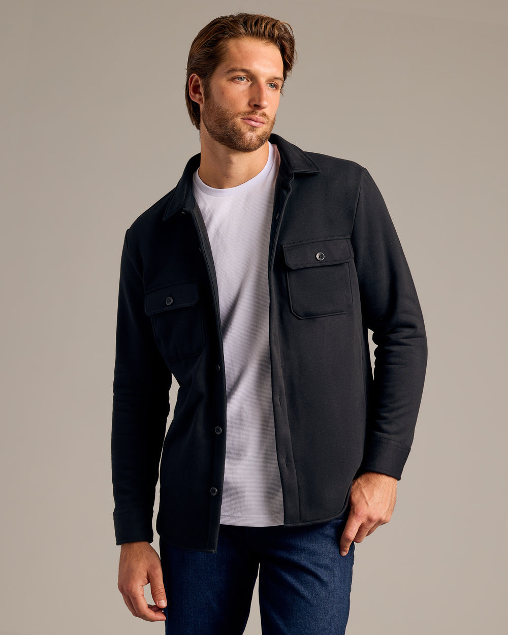 Black Fleece Shirt Jacket