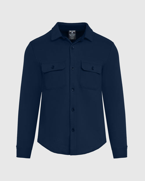 Navy Fleece Shirt Jacket