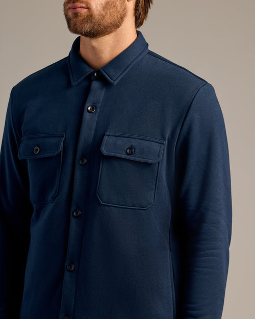 Navy Fleece Shirt Jacket