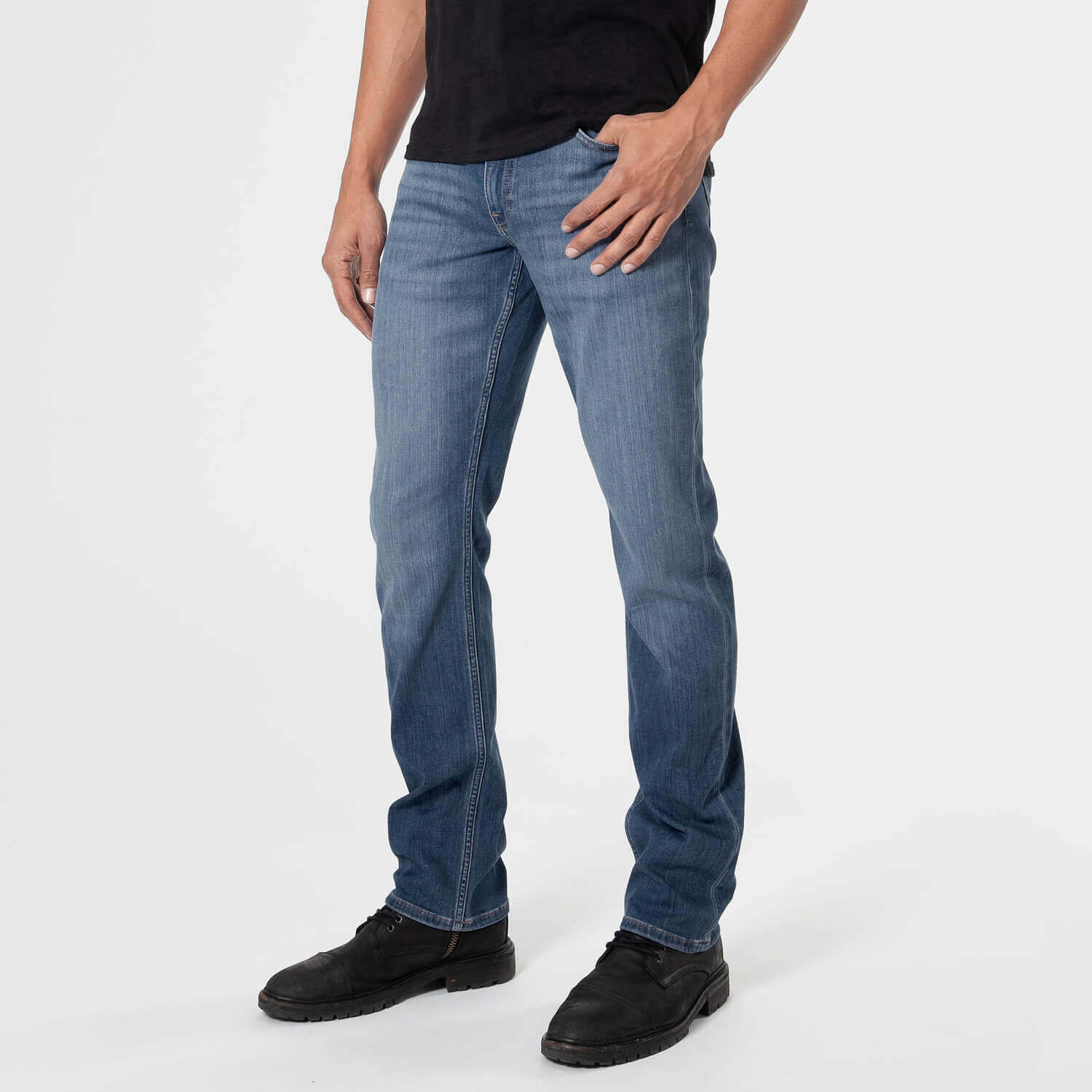 Medium Indigo Wash Straight Comfort Stretch Jeans – True Classic